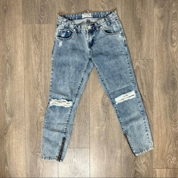 Free People One Teaspoon Freebirds Skinny Jeans Distressed Denim Light wash - Picture 2 of 16